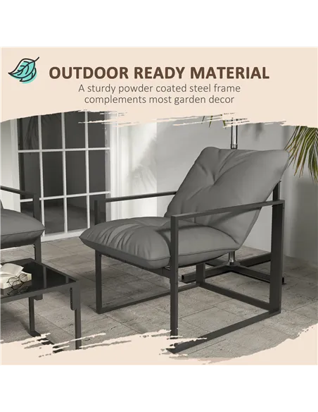 Outsunny Four-Piece Relaxed Back Garden Dining Set - Black/Grey