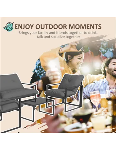 Outsunny Four-Piece Relaxed Back Garden Dining Set - Black/Grey