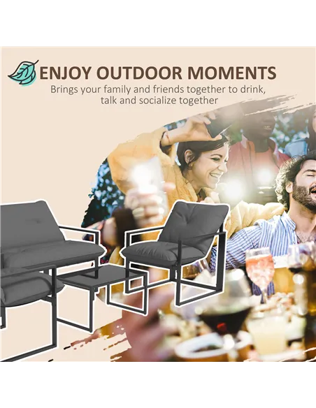 Outsunny Four-Piece Relaxed Back Garden Dining Set - Black/Grey