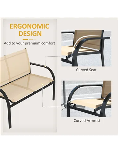 Outsunny Four-Piece Curved Steel Garden Dining Set  - Beige/Grey