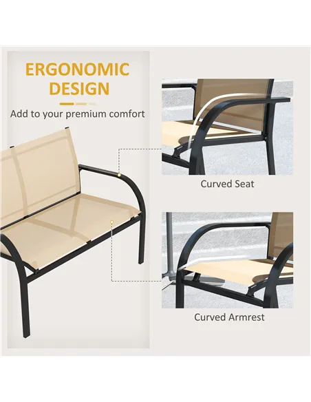 Outsunny Four-Piece Curved Steel Garden Dining Set  - Beige/Grey