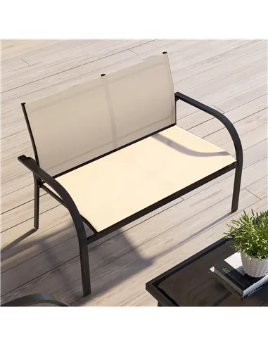 Outsunny Four-Piece Curved Steel Garden Dining Set  - Beige/Grey