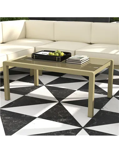 Outsunny 5-Piece Garden Corner Sofa Set with Cushions, 6 Seater Aluminium Garden Furniture Set with Glass Top Coffee Table, Pati