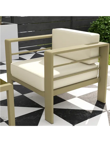 Outsunny 5-Piece Garden Corner Sofa Set with Cushions, 6 Seater Aluminium Garden Furniture Set with Glass Top Coffee Table, Pati