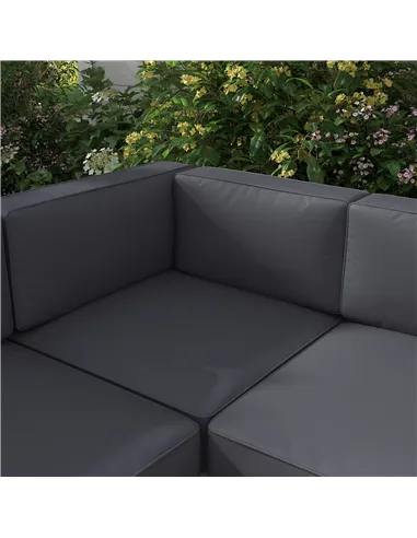 Outsunny Five-Piece Aluminium Garden Sofa Set, with Glass-Top Table - Grey