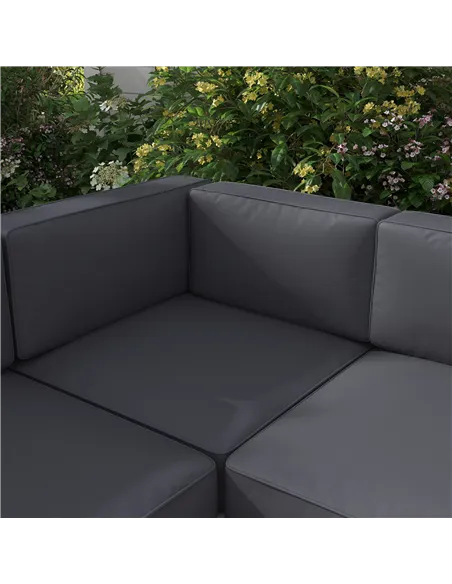 Outsunny Five-Piece Aluminium Garden Sofa Set, with Glass-Top Table - Grey