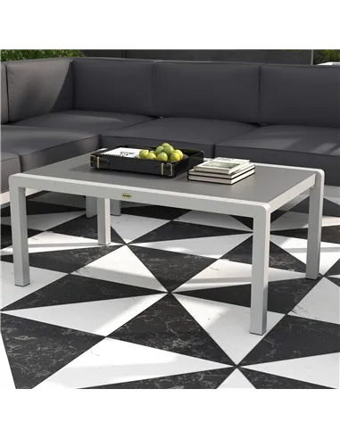 Outsunny Five-Piece Aluminium Garden Sofa Set, with Glass-Top Table - Grey