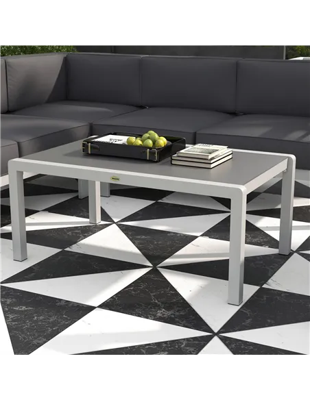 Outsunny Five-Piece Aluminium Garden Sofa Set, with Glass-Top Table - Grey