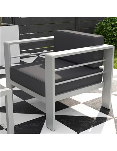 Outsunny Five-Piece Aluminium Garden Sofa Set, with Glass-Top Table - Grey
