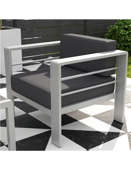 Outsunny Five-Piece Aluminium Garden Sofa Set, with Glass-Top Table - Grey