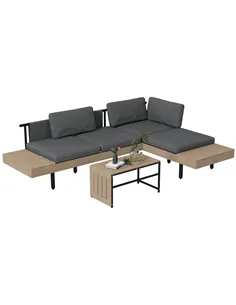 Outsunny Three-Piece 'L' Garden Sofa Set - Grey