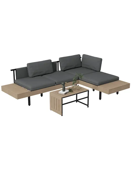 Outsunny Three-Piece 'L' Garden Sofa Set - Grey