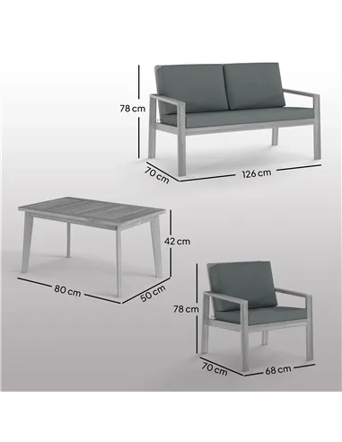 Outsunny 4-Piece Wooden Garden Furniture Set with Cushions - Light Grey
