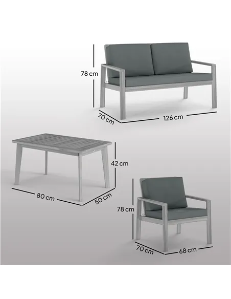 Outsunny 4-Piece Wooden Garden Furniture Set with Cushions - Light Grey