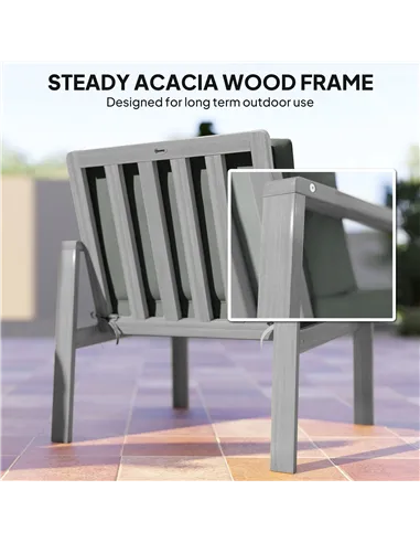 Outsunny 4-Piece Wooden Garden Furniture Set with Cushions - Light Grey