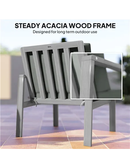 Outsunny 4-Piece Wooden Garden Furniture Set with Cushions - Light Grey