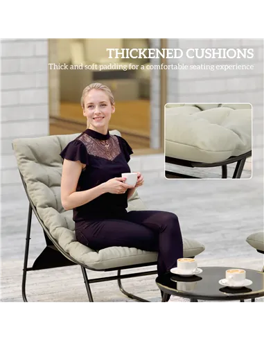 Outsunny 4 Seater Garden Furniture Set, Conversation Set with Loveseat Sofa, Chairs, Glass Coffee Table, Thick Cushions, Steel O