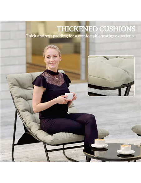 Outsunny 4 Seater Garden Furniture Set, Conversation Set with Loveseat Sofa, Chairs, Glass Coffee Table, Thick Cushions, Steel O