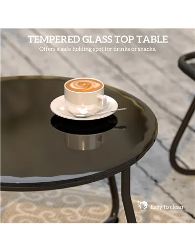 Outsunny 4 Seater Garden Furniture Set, Conversation Set with Loveseat Sofa, Chairs, Glass Coffee Table, Thick Cushions, Steel O