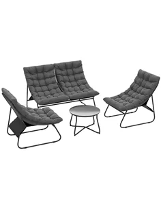 Outsunny Four-Piece Curved Seat Garden Sofa Set - Grey/Black