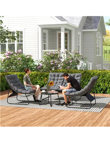 Outsunny Four-Piece Curved Seat Garden Sofa Set - Grey/Black