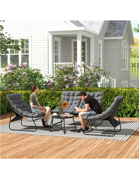 Outsunny Four-Piece Curved Seat Garden Sofa Set - Grey/Black
