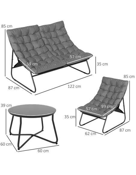 Outsunny Four-Piece Curved Seat Garden Sofa Set - Grey/Black
