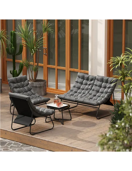 Outsunny Four-Piece Curved Seat Garden Sofa Set - Grey/Black