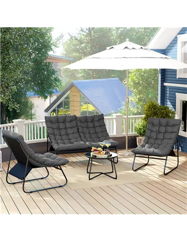 Outsunny Four-Piece Curved Seat Garden Sofa Set - Grey/Black