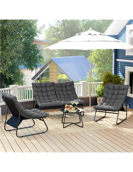 Outsunny Four-Piece Curved Seat Garden Sofa Set - Grey/Black