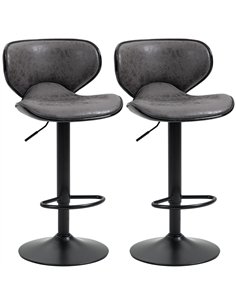 HOMCOM Adjustable Bar Stools Set of 2, Swivel Leathaire Upholstered Barstools with Large Seat, Breakfast Bar Chairs with Back, F