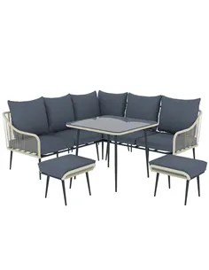 Outsunny Six-Piece Rattan Strong Garden Sofa Set - Grey
