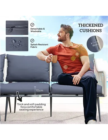 Outsunny Six-Piece Rattan Strong Garden Sofa Set - Grey