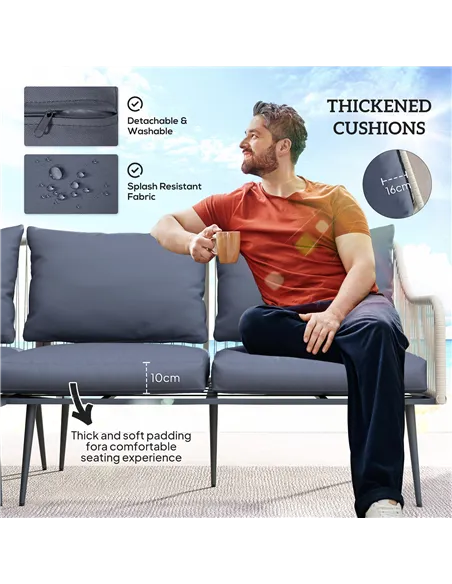 Outsunny Six-Piece Rattan Strong Garden Sofa Set - Grey