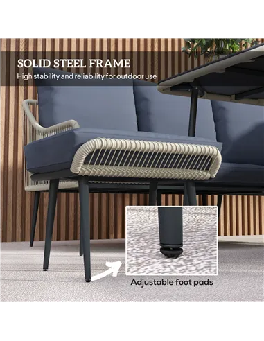 Outsunny Six-Piece Rattan Strong Garden Sofa Set - Grey