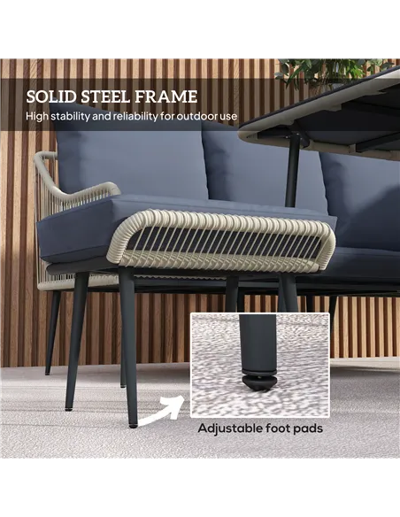 Outsunny Six-Piece Rattan Strong Garden Sofa Set - Grey