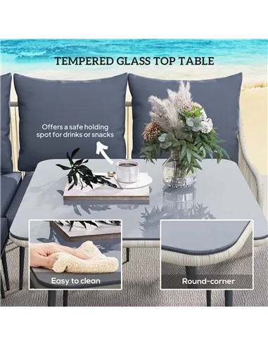 Outsunny Six-Piece Rattan Strong Garden Sofa Set - Grey