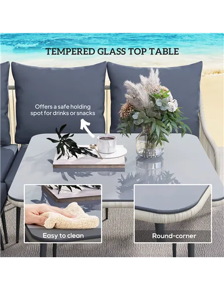 Outsunny Six-Piece Rattan Strong Garden Sofa Set - Grey