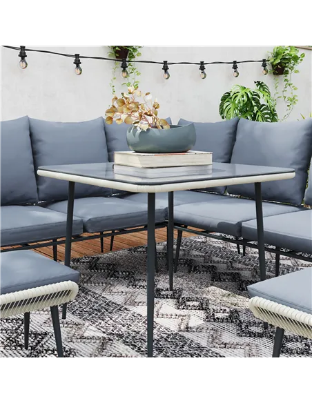 Outsunny Six-Piece Rattan Strong Garden Sofa Set - Grey