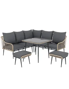 Outsunny Six-Piece Rattan Strong Garden Sofa Set - Brown/Grey