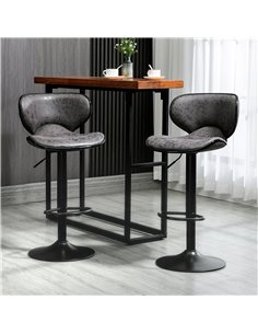 HOMCOM Adjustable Bar Stools Set of 2, Swivel Leathaire Upholstered Barstools with Large Seat, Breakfast Bar Chairs with Back, F 2