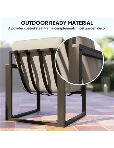 Outsunny Garden Furniture Set, 4 Piece Indoor Outdoor Conservatory with Loveseat Sofa, Armchairs, Glass Top Coffee Table, Cushio