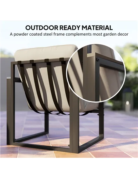 Outsunny Garden Furniture Set, 4 Piece Indoor Outdoor Conservatory with Loveseat Sofa, Armchairs, Glass Top Coffee Table, Cushio