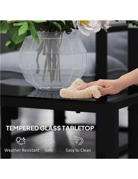 Outsunny Garden Furniture Set, 4 Piece Indoor Outdoor Conservatory with Loveseat Sofa, Armchairs, Glass Top Coffee Table, Cushio