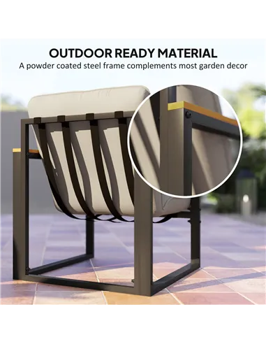 Outsunny Garden Furniture Set, 4 Piece Indoor Outdoor Conservatory with Loveseat Sofa, Armchairs, Glass Top Coffee Table, Cushio