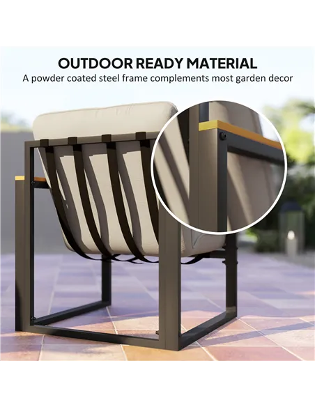 Outsunny Garden Furniture Set, 4 Piece Indoor Outdoor Conservatory with Loveseat Sofa, Armchairs, Glass Top Coffee Table, Cushio