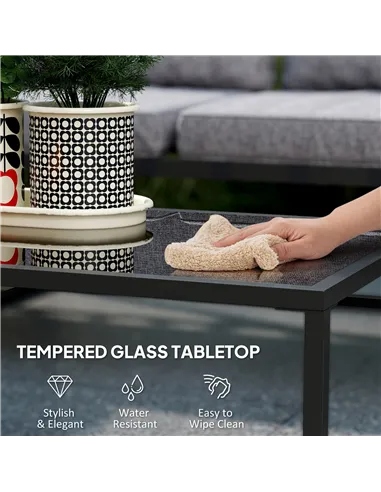 Outsunny Three-Piece L Shaped Garden Furniture Set with Cushions - Grey