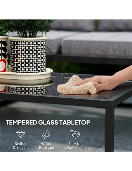 Outsunny Three-Piece L Shaped Garden Furniture Set with Cushions - Grey