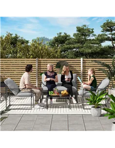 Outsunny Four-Piece Relaxed Back Garden Dining Set - Black/Light Grey 2