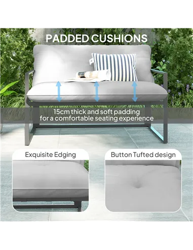 Outsunny Four-Piece Relaxed Back Garden Dining Set - Black/Light Grey